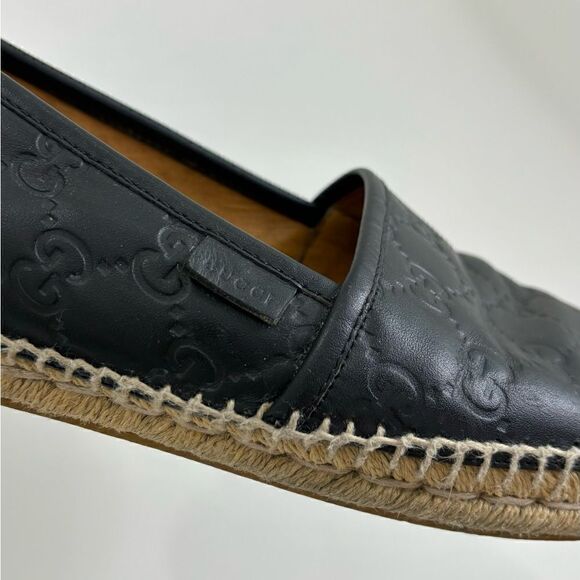 Gucci Black Guccissima Leather Pilar Espadrille Flats - Picture 8 of 15